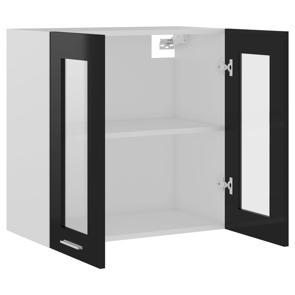 Hängeglasschrank Hochglanz-Schwarz 60x31x60 cm Holzwerkstoff