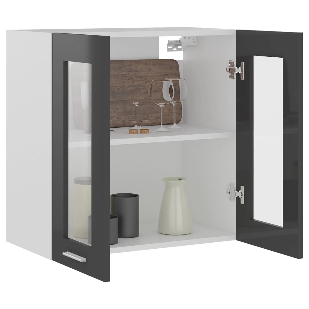 Hängeglasschrank Hochglanz-Grau 60x31x60 cm Holzwerkstoff