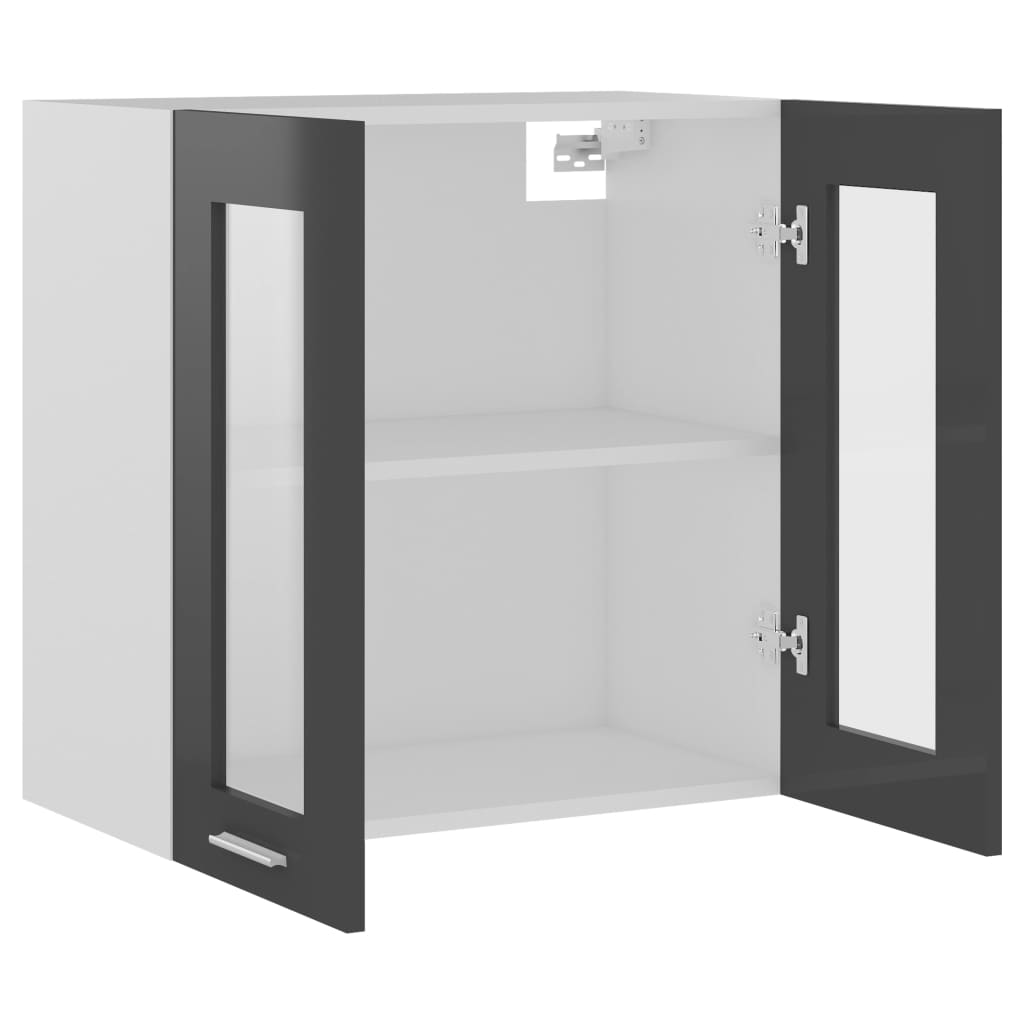 Hängeglasschrank Hochglanz-Grau 60x31x60 cm Holzwerkstoff