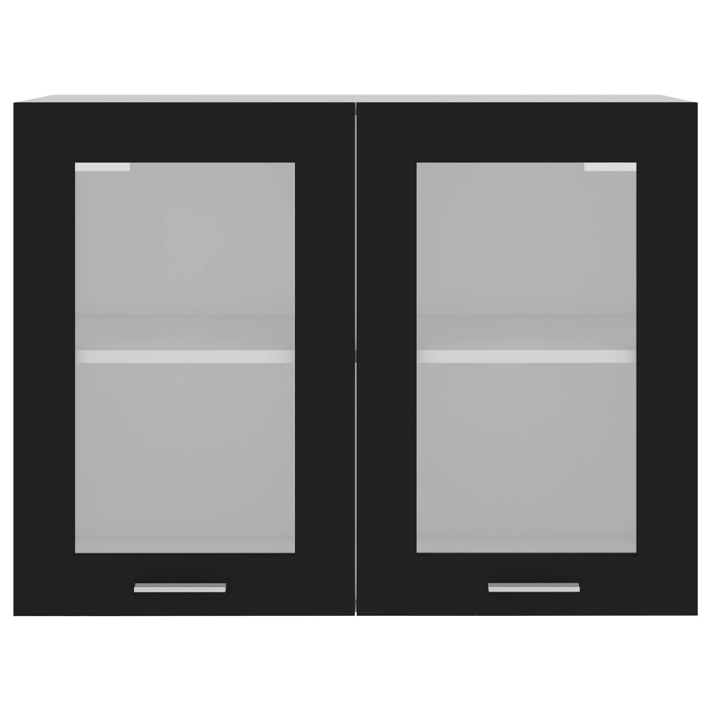 Hängeglasschrank Schwarz 80x31x60 cm Holzwerkstoff
