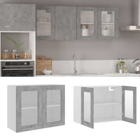 Thumbnail for Hängeglasschrank Betongrau 80x31x60 cm Holzwerkstoff
