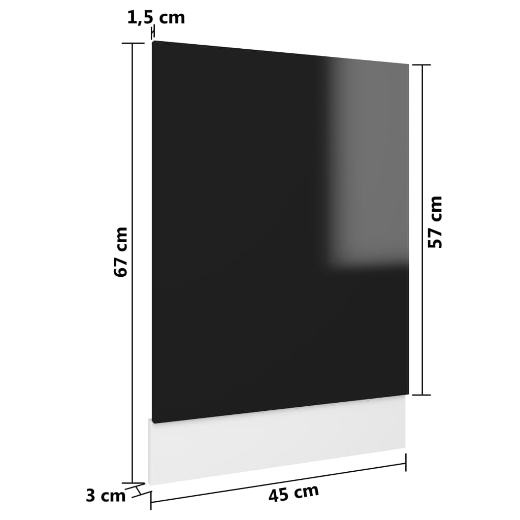Geschirrspülerblende Hochglanz-Schwarz 45x3x67 cm Holzwerkstoff