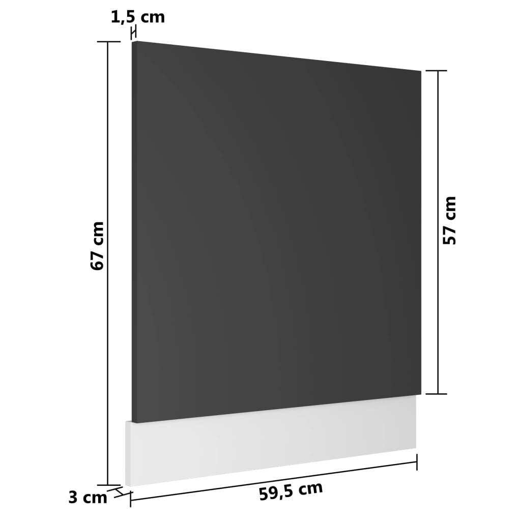 Geschirrspülerblende Grau 59,5x3x67 cm Holzwerkstoff