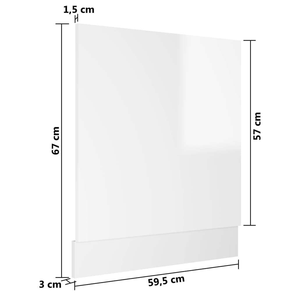 Geschirrspülerblende Hochglanz-Weiß 59,5x3x67 cm Holzwerkstoff