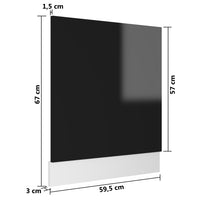 Thumbnail for Geschirrspülerblende Hochglanz-Schwarz 59,5x3x67 cm