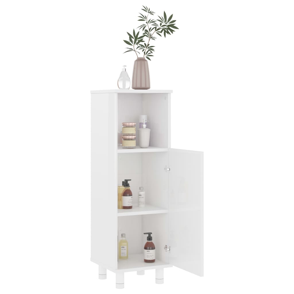 Badezimmerschrank Hochglanz-Weiß 30x30x95 cm Spanplatte