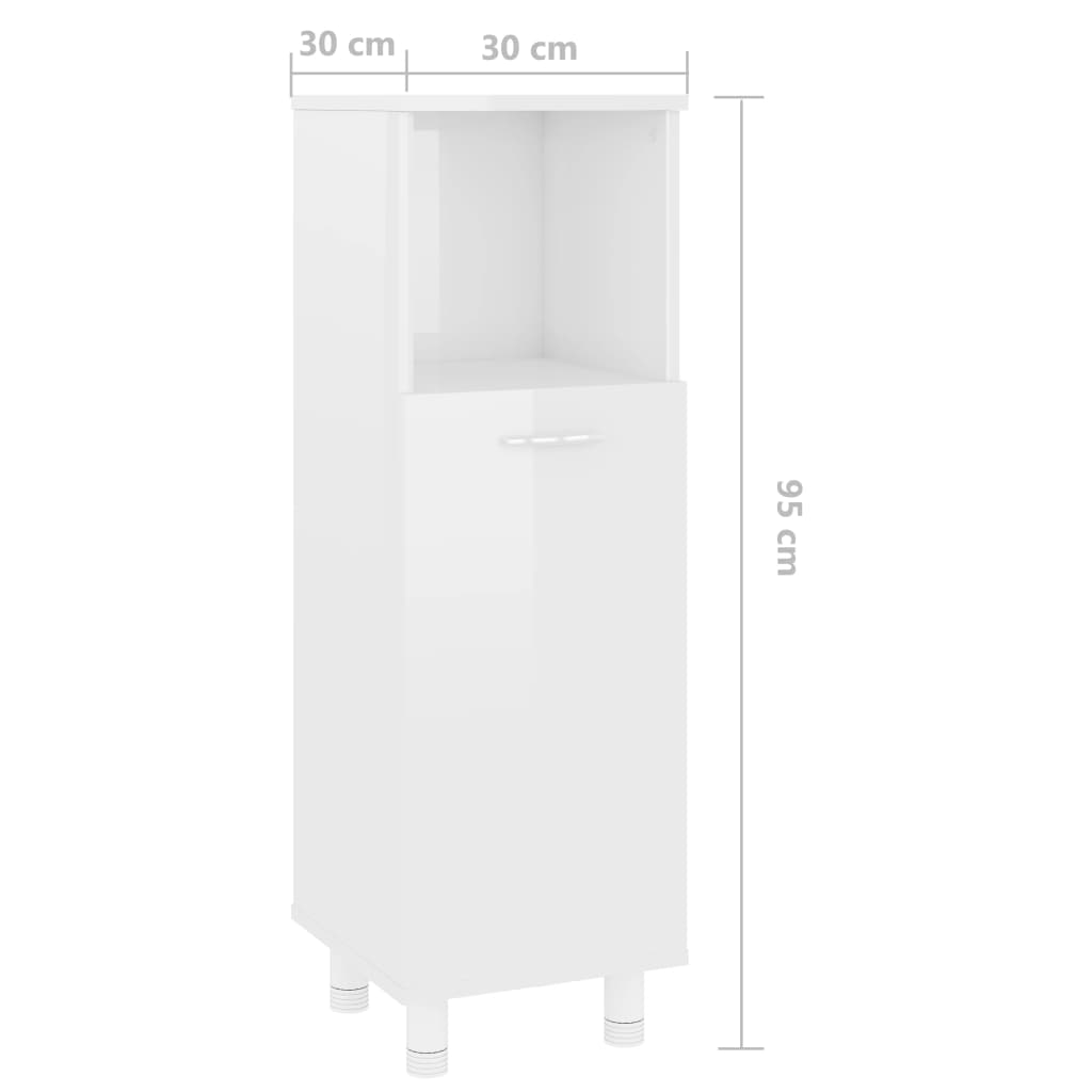 Badezimmerschrank Hochglanz-Weiß 30x30x95 cm Spanplatte