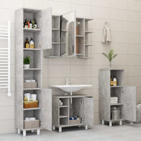 Thumbnail for Badezimmerschrank Betongrau 30x30x179 cm Holzwerkstoff