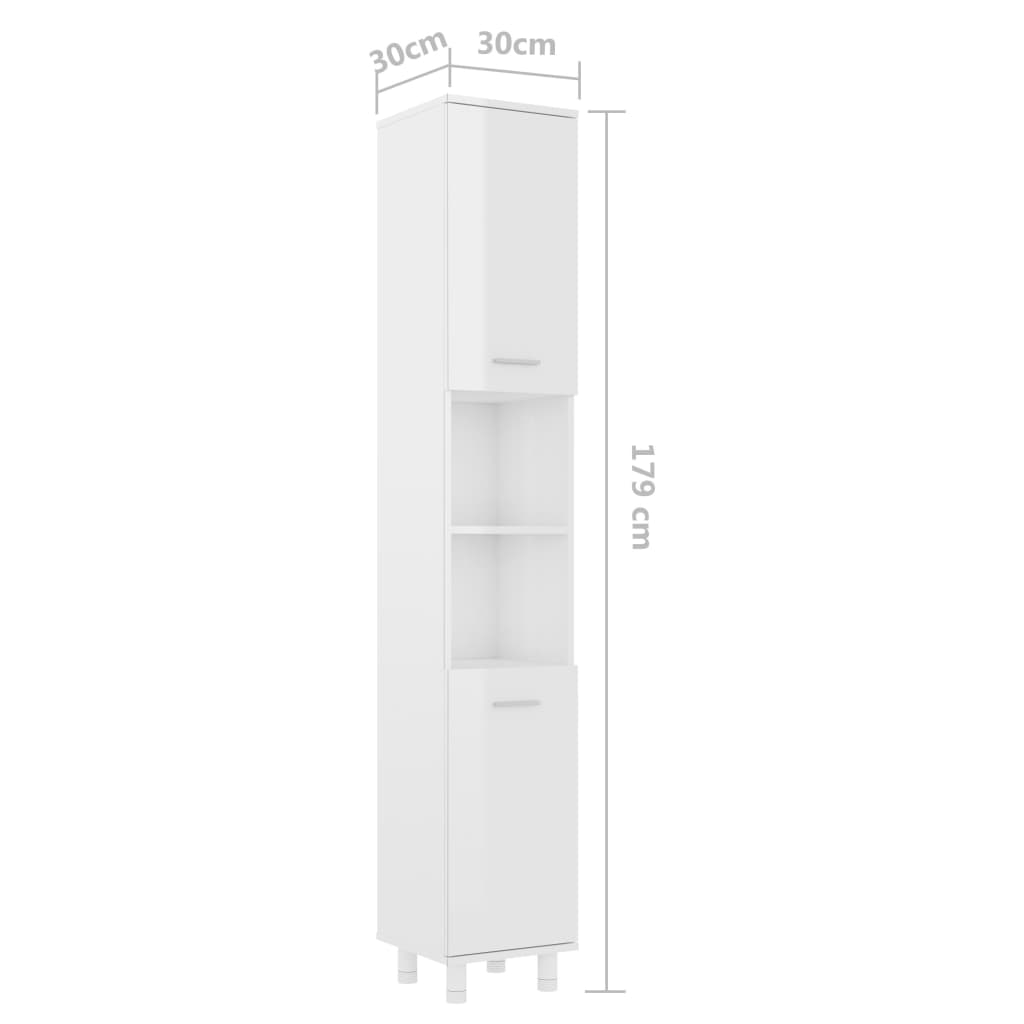 Badezimmerschrank Hochglanz-Weiß 30x30x179 cm Holzwerkstoff