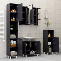 Thumbnail for Badezimmerschrank Hochglanz-Grau 30x30x179 cm Holzwerkstoff