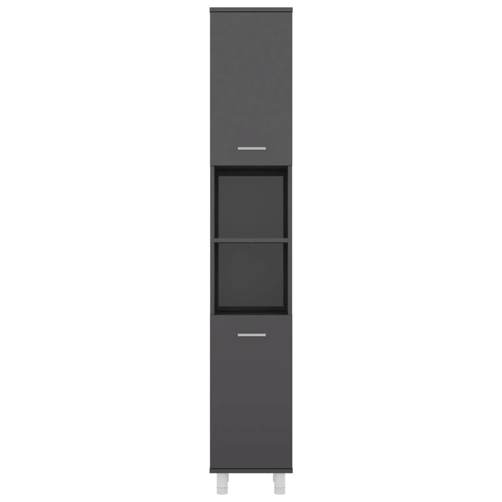 Badezimmerschrank Hochglanz-Grau 30x30x179 cm Holzwerkstoff