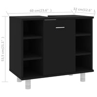 Thumbnail for Badezimmerschrank Schwarz 60x32x53,5 cm Holzwerkstoff