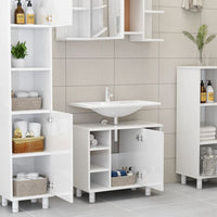 Thumbnail for Badezimmerschrank Hochglanz-Weiß 60x32x53,5 cm Holzwerkstoff