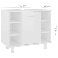 Thumbnail for Badezimmerschrank Hochglanz-Weiß 60x32x53,5 cm Holzwerkstoff