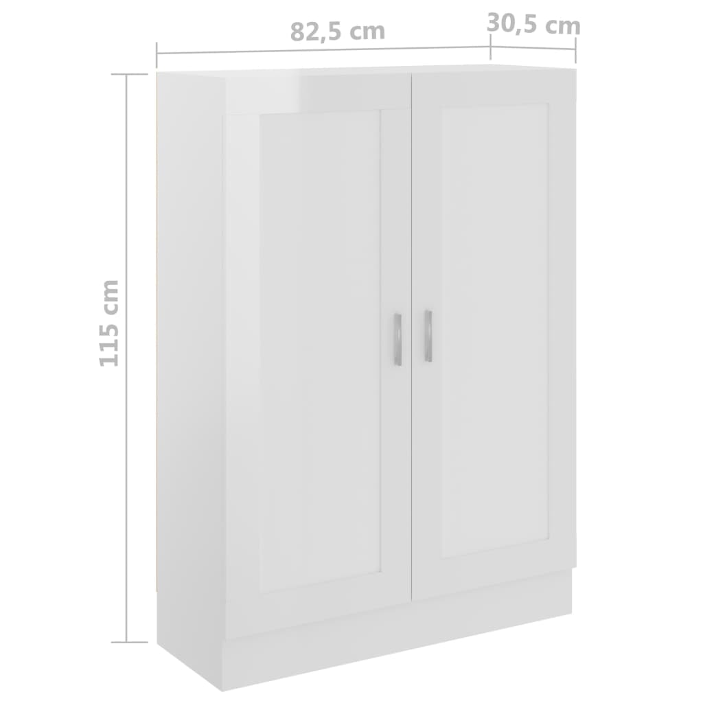 Bücherschrank Hochglanz-Weiß 82,5x30,5x115 cm Holzwerkstoff