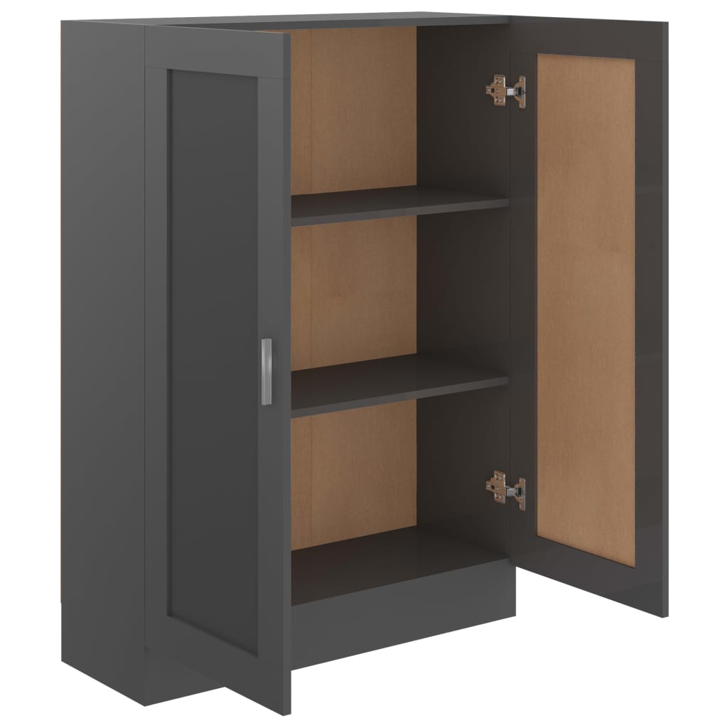 Bücherschrank Hochglanz-Grau 82,5x30,5x115 cm Spanplatte