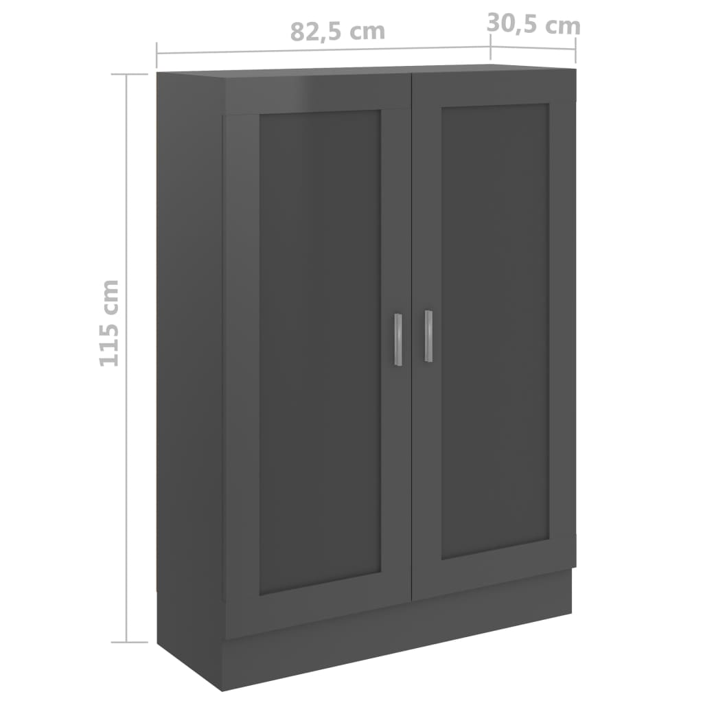 Bücherschrank Hochglanz-Grau 82,5x30,5x115 cm Spanplatte