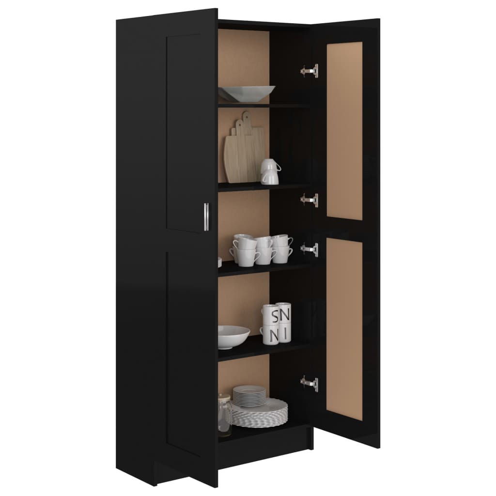 Bücherschrank Hochglanz-Schwarz 82,5x30,5x185,5 cm Spanplatte