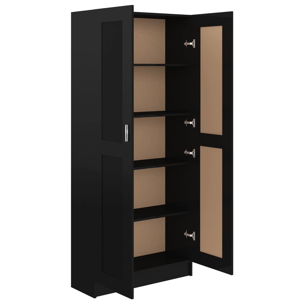 Bücherschrank Hochglanz-Schwarz 82,5x30,5x185,5 cm Spanplatte
