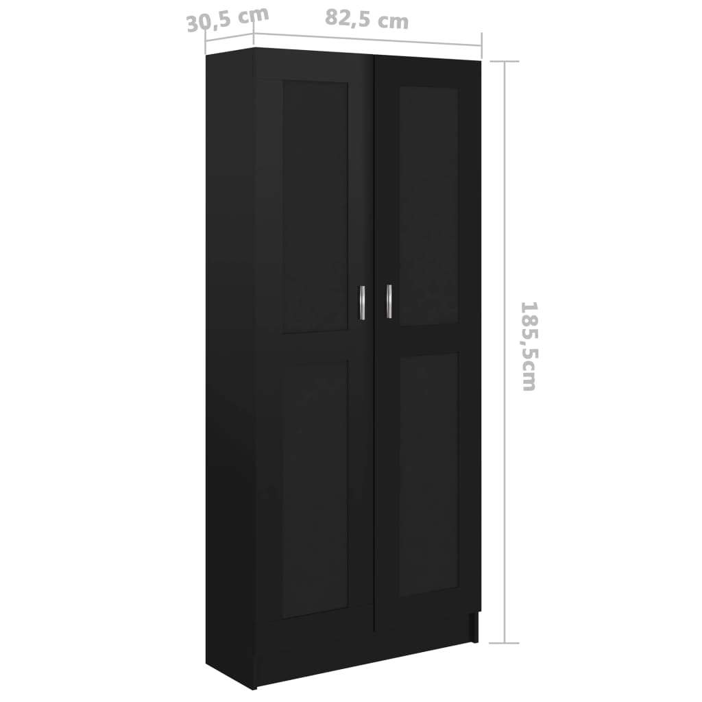 Bücherschrank Hochglanz-Schwarz 82,5x30,5x185,5 cm Spanplatte