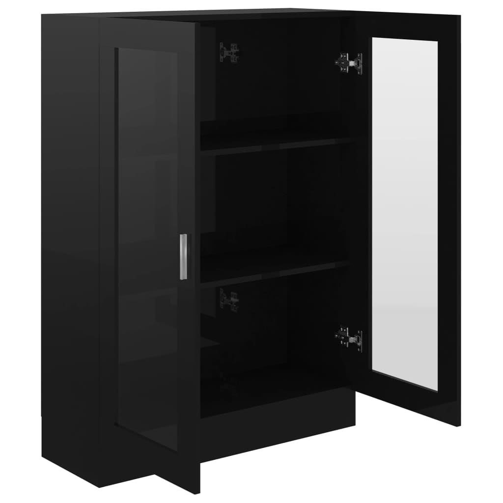 Vitrinenschrank Hochglanz-Schwarz 82,5x30,5x115cm Holzwerkstoff