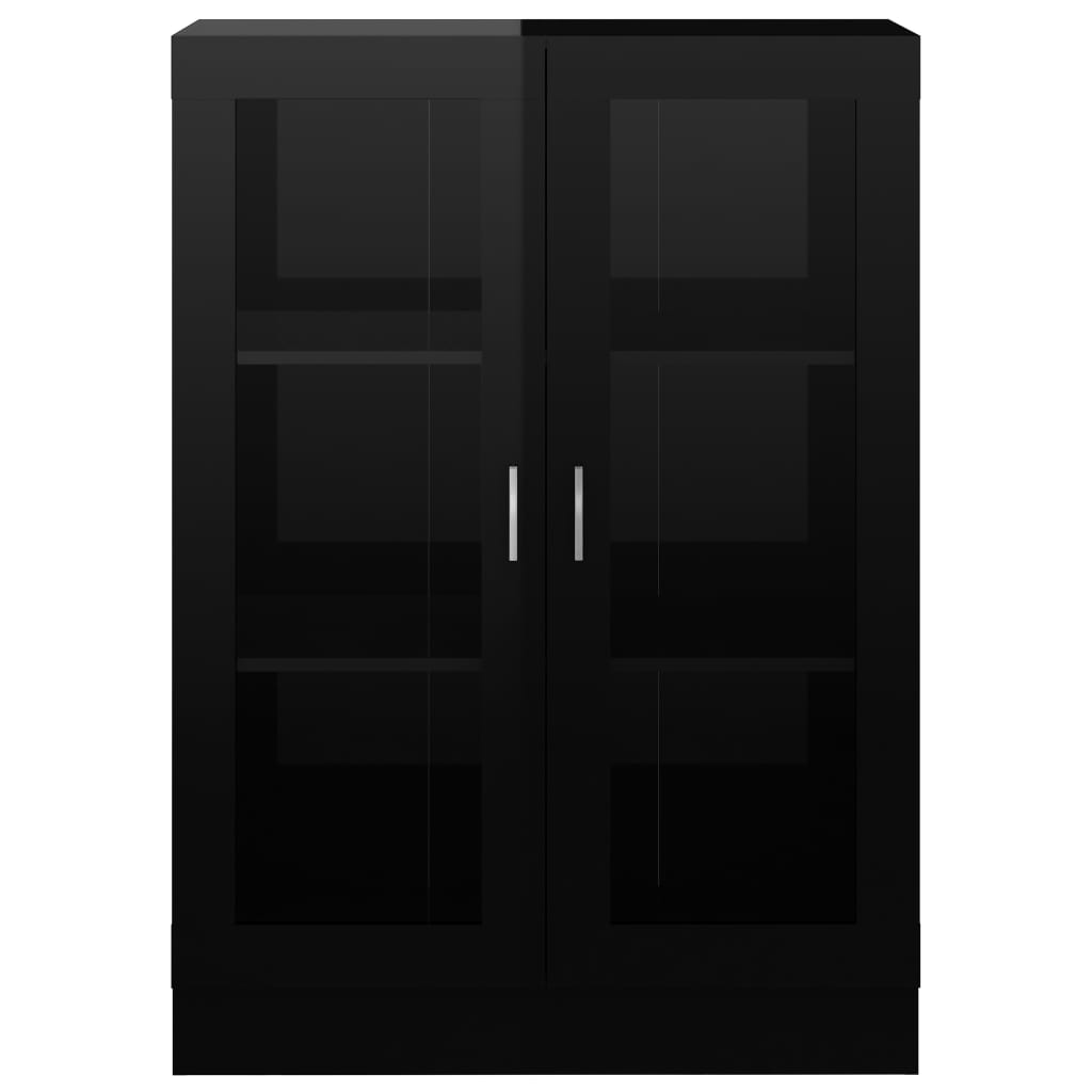 Vitrinenschrank Hochglanz-Schwarz 82,5x30,5x115cm Holzwerkstoff