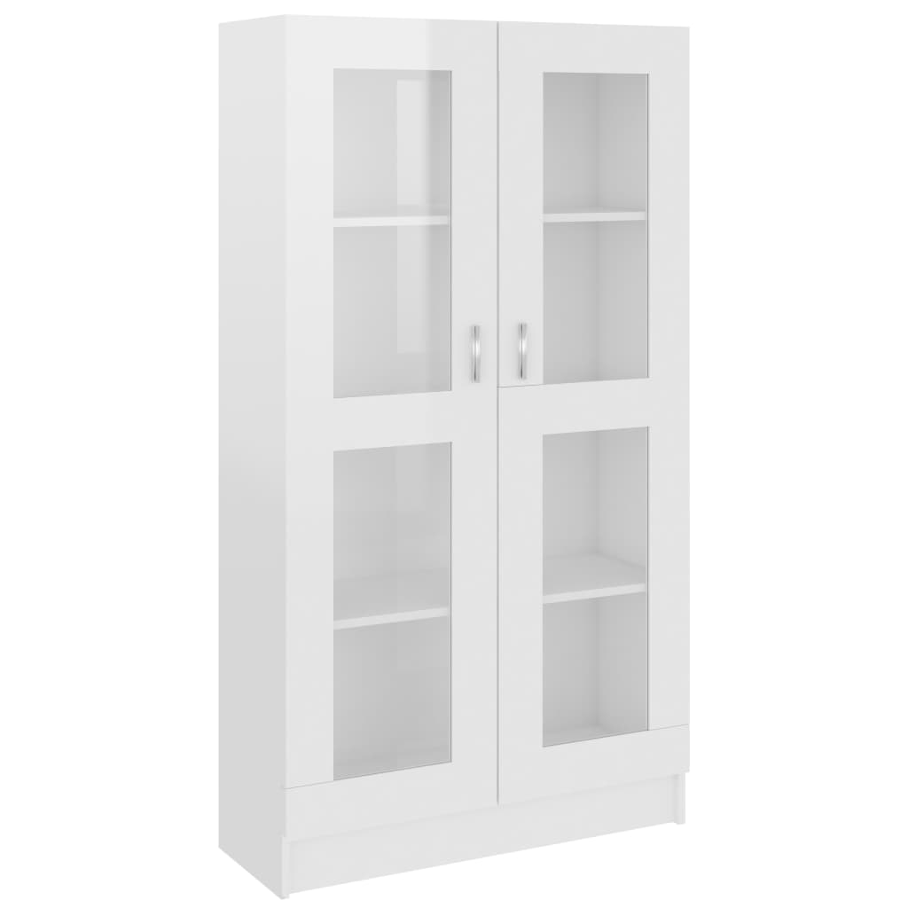 Vitrinenschrank Hochglanz-Weiß 82,5x30,5x150 cm Spanplatte