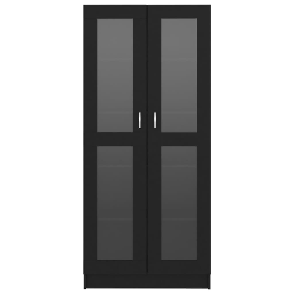 Vitrinenschrank Schwarz 82,5x30,5x185,5 cm Holzwerkstoff