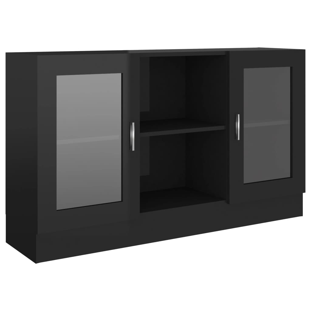 Vitrinenschrank Hochglanz-Schwarz 120x30,5x70 cm Spanplatte