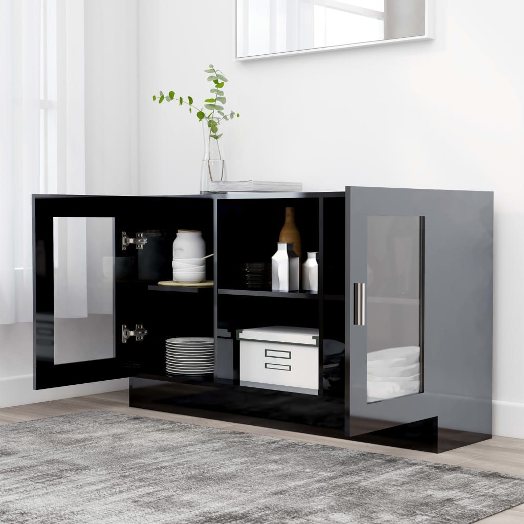 Vitrinenschrank Hochglanz-Schwarz 120x30,5x70 cm Spanplatte