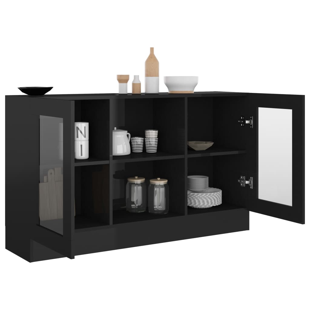 Vitrinenschrank Hochglanz-Schwarz 120x30,5x70 cm Spanplatte