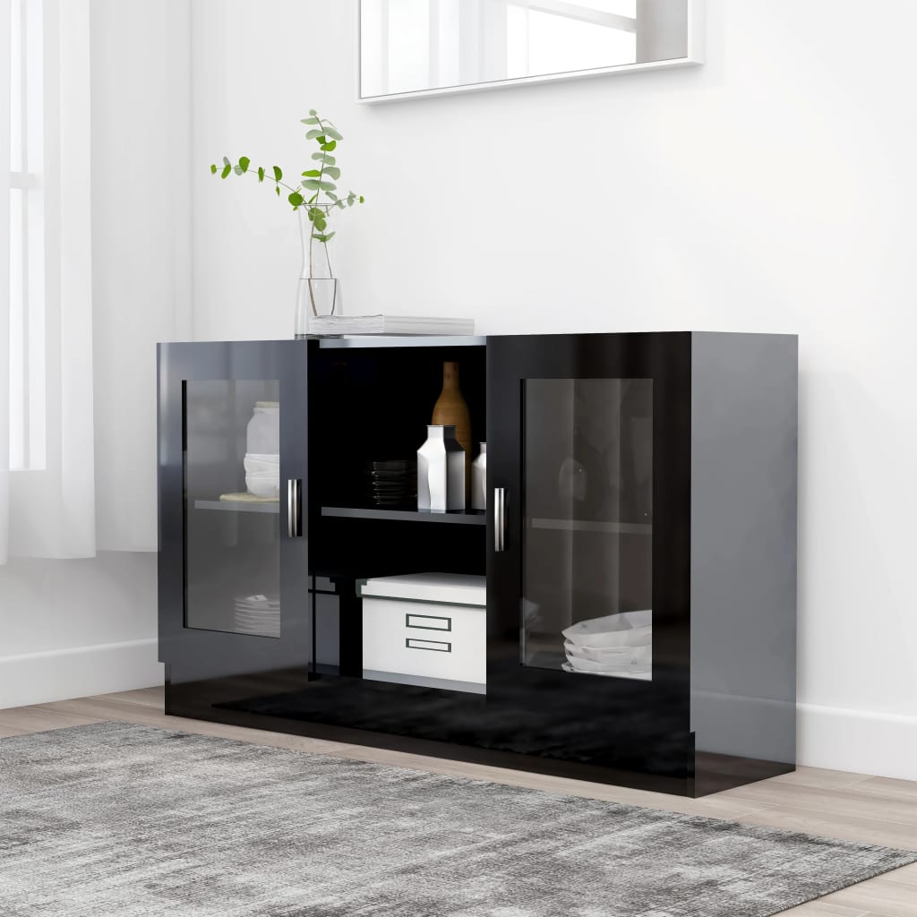 Vitrinenschrank Hochglanz-Schwarz 120x30,5x70 cm Spanplatte