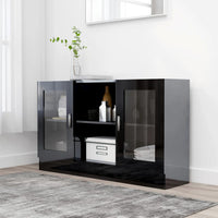 Thumbnail for Vitrinenschrank Hochglanz-Schwarz 120x30,5x70 cm Spanplatte