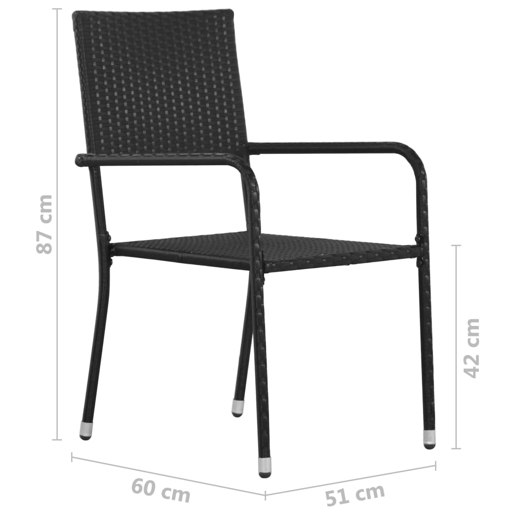 vidaXL Garten-Essstühle 6 Stk. Poly Rattan Schwarz