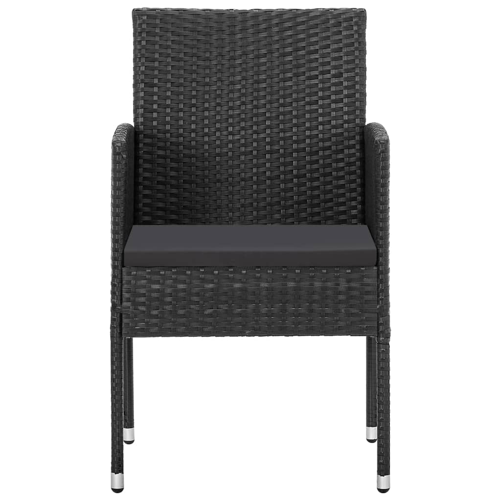 Gartenstühle 2 Stk. Poly Rattan Schwarz