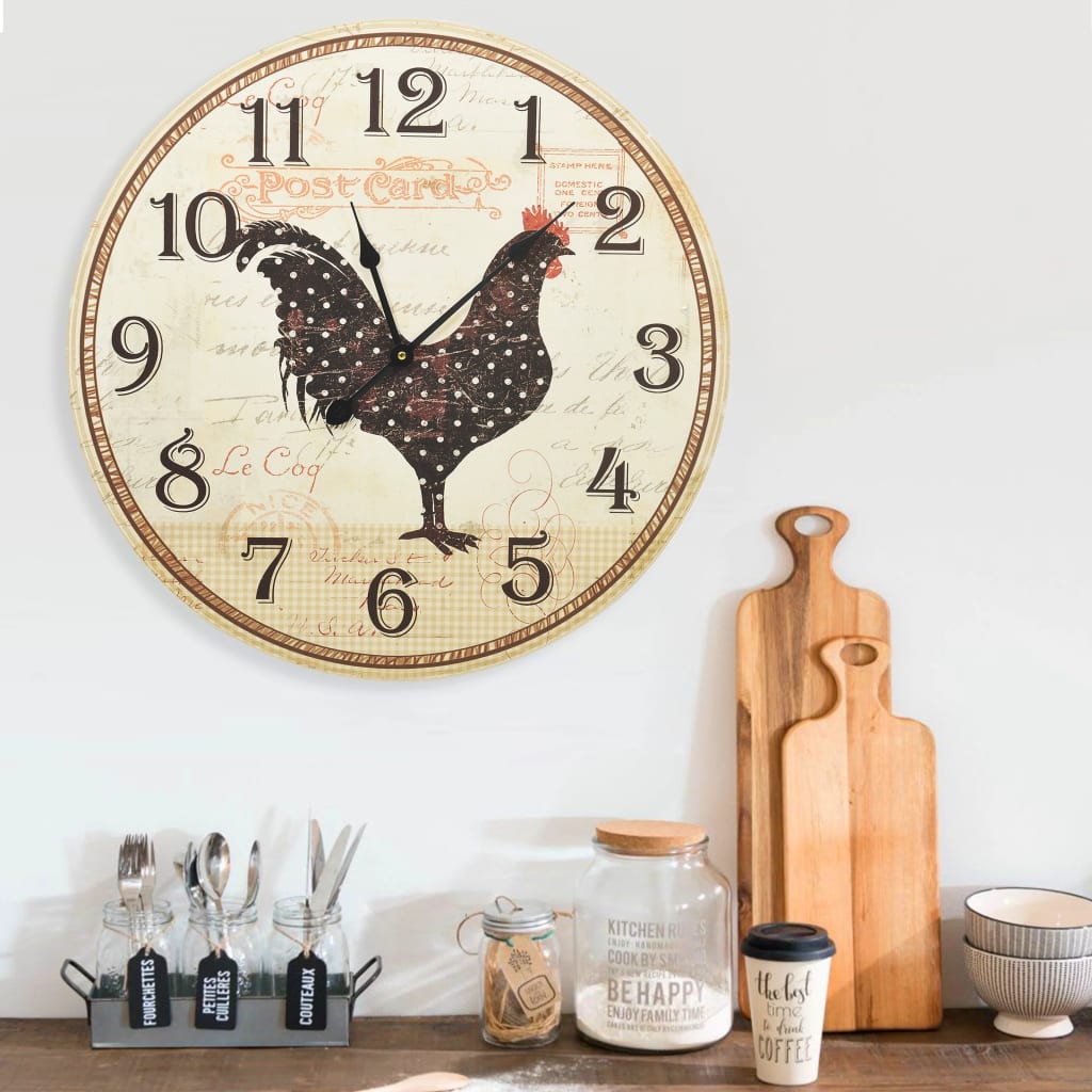 Wanduhr mit Huhn-Design Mehrfarbig 60 cm MDF