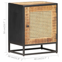 Thumbnail for Nachttisch 40x30x50 cm Raues Mangoholz und Wiener Geflecht