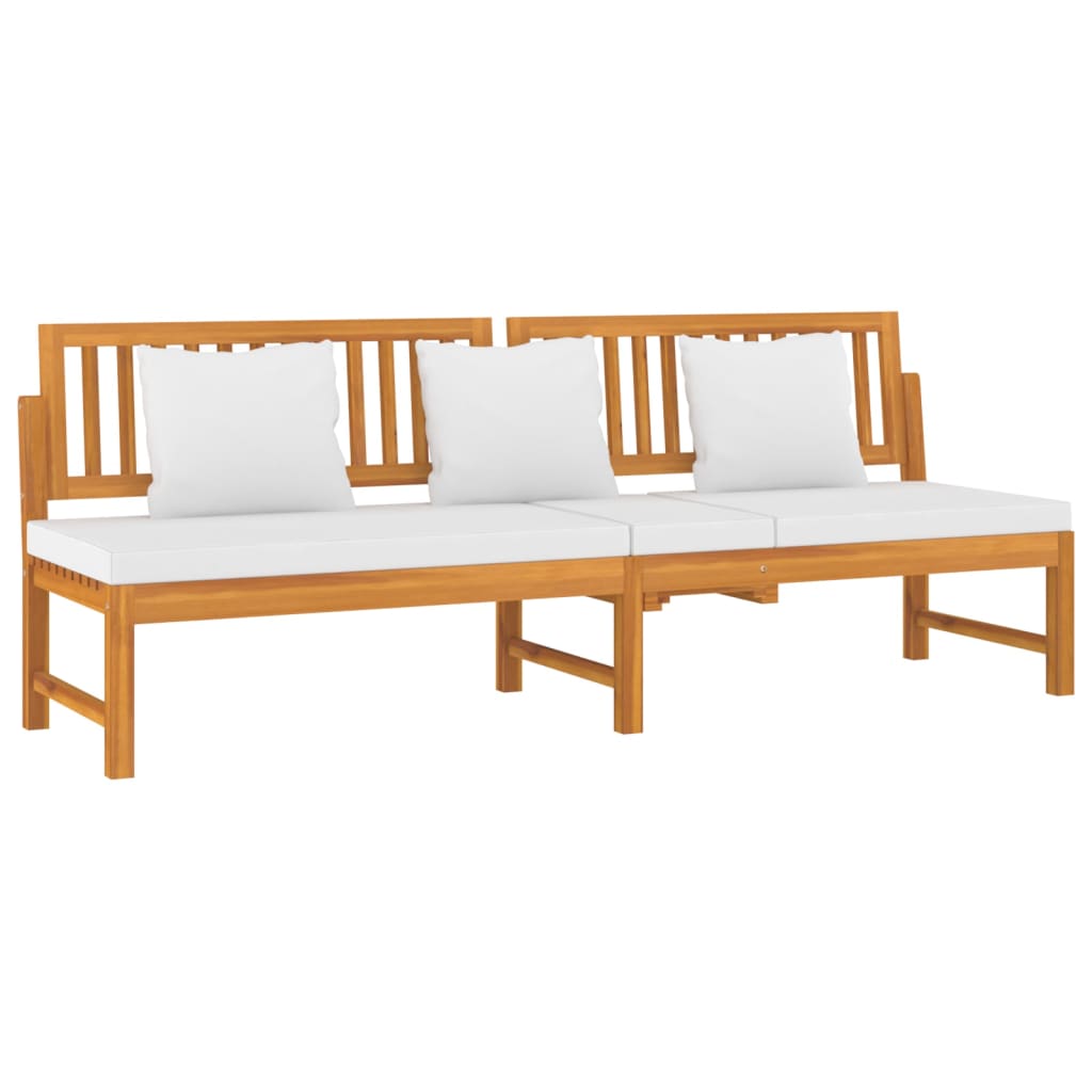 Tagesbett mit Cremeweißen Kissen 200x60x75 cm Massivholz Akazie