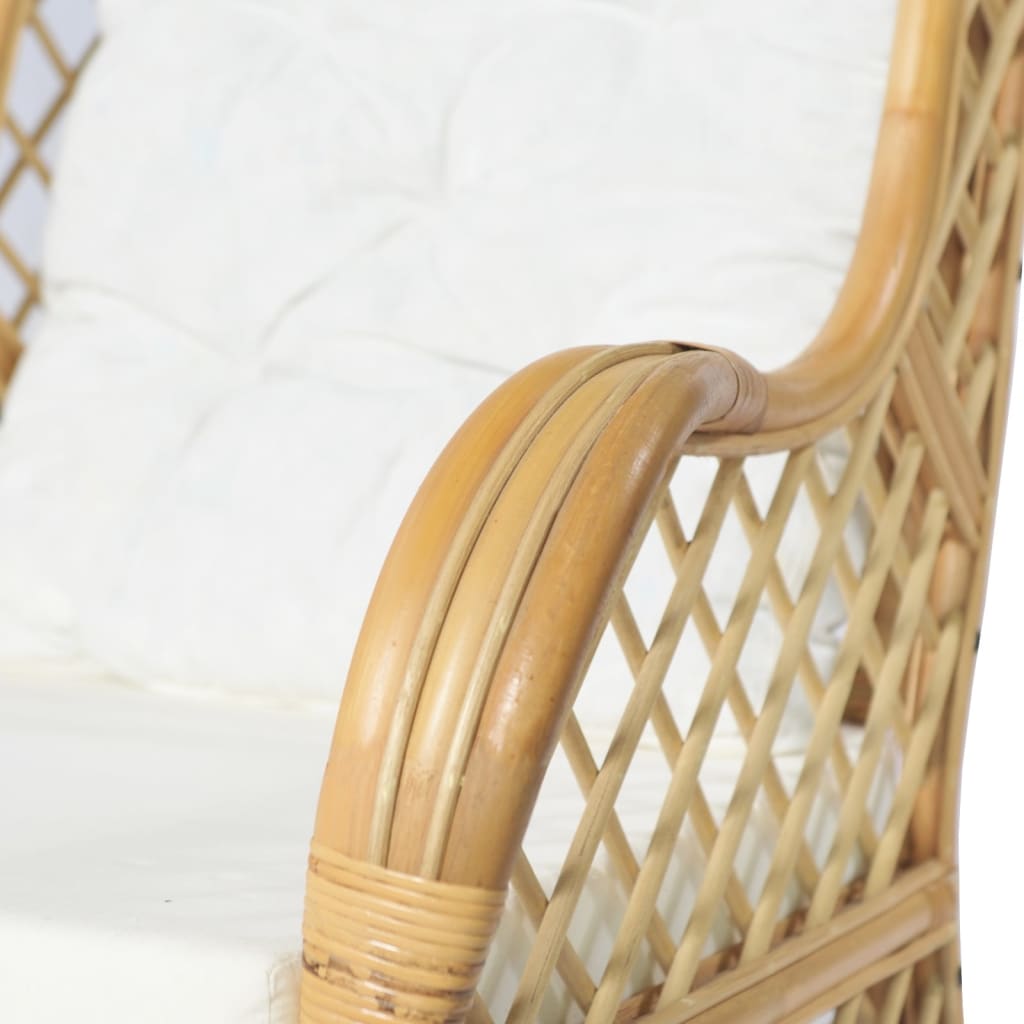 Sessel mit Kissen Natur-Rattan und Leinen