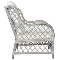 Thumbnail for Sessel mit Kissen Grau Natur-Rattan und Leinen