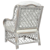 Thumbnail for Sessel mit Kissen Grau Natur-Rattan und Leinen