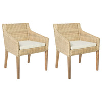 Thumbnail for Esszimmerstühle mit Kissen 2 Stk. Natur Rattan