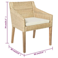 Thumbnail for Esszimmerstühle mit Kissen 2 Stk. Natur Rattan