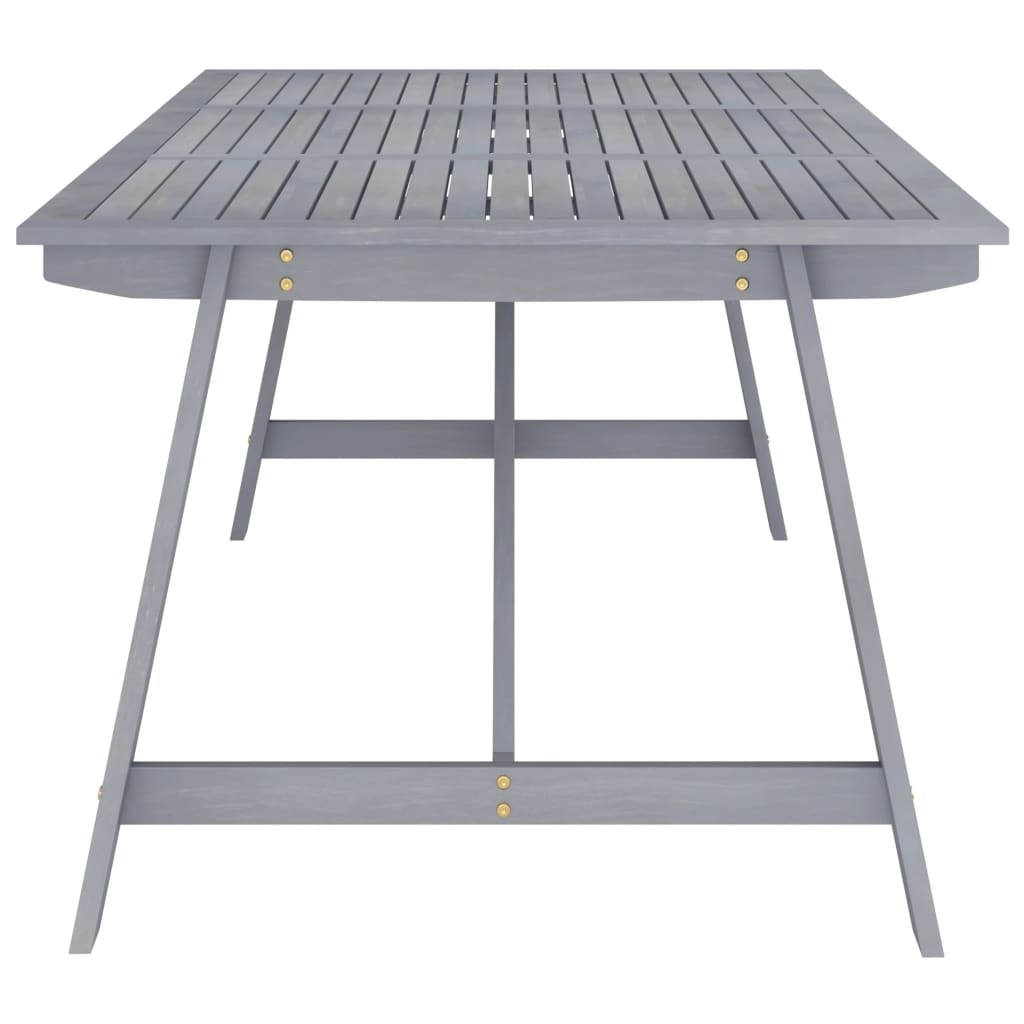 Garten-Esstisch Grau 206x100x74 cm Akazie Massivholz
