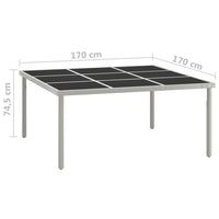 Thumbnail for Garten-Esstisch 170x170x74,5 cm Glas und Stahl