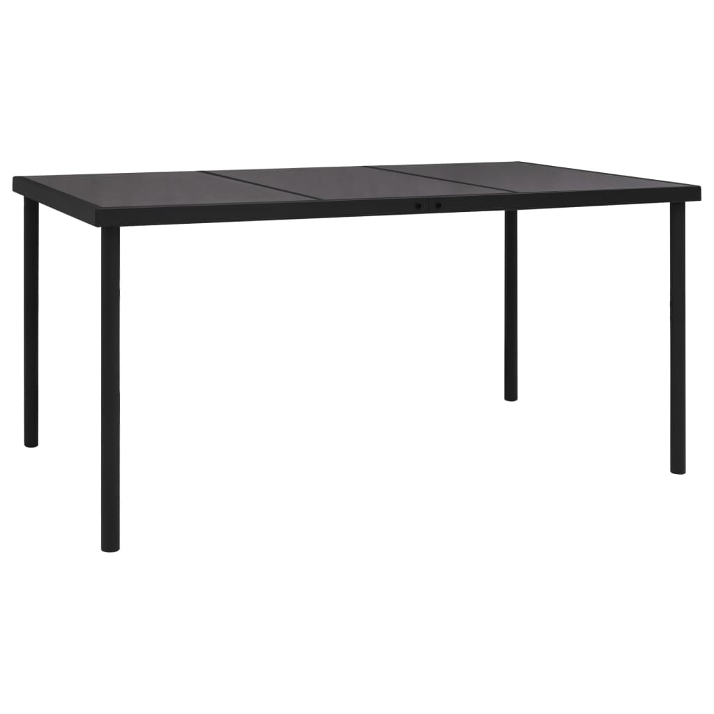 Gartentisch mit Glasplatte Schwarz 150x90x74 cm Stahl
