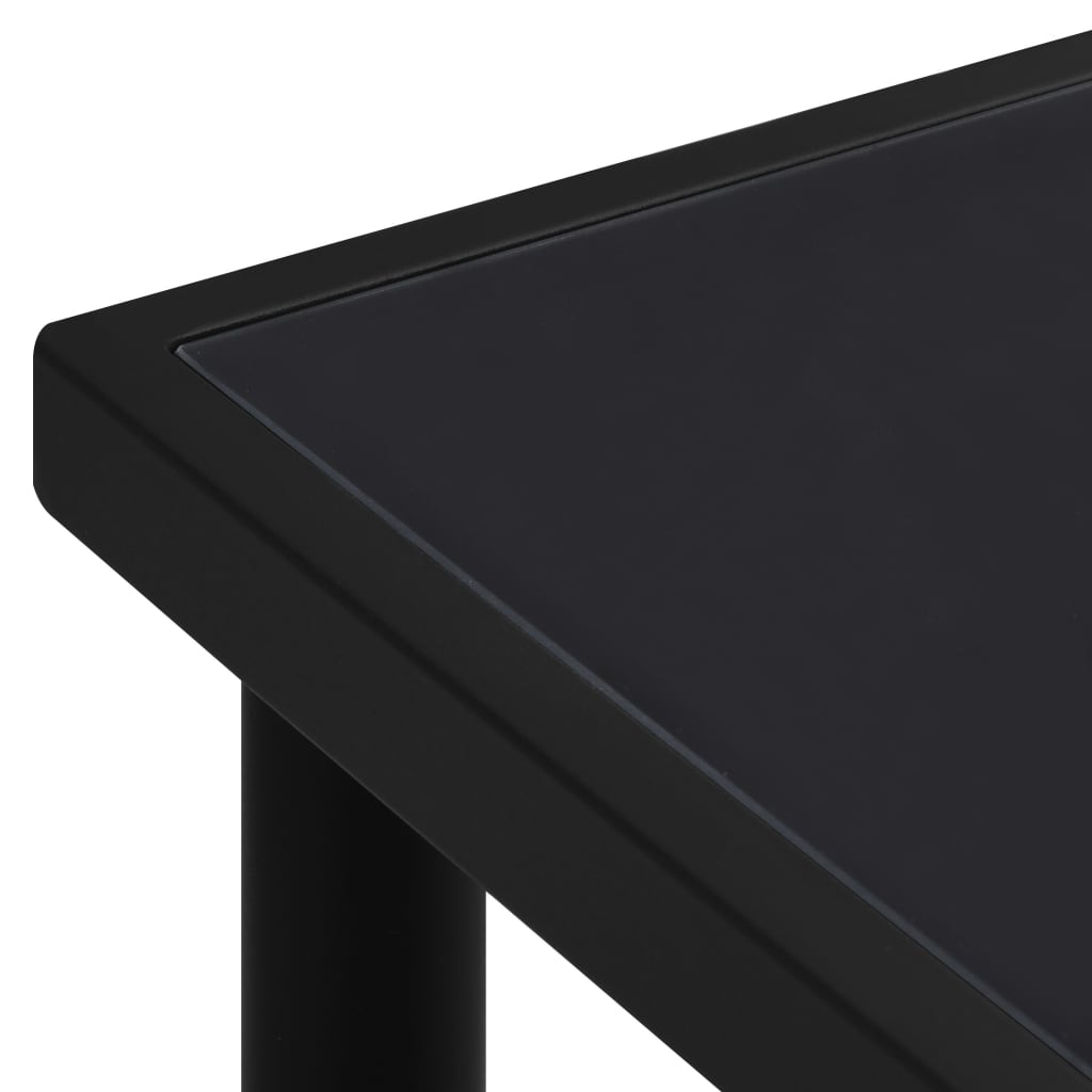 Gartentisch mit Glasplatte Schwarz 150x90x74 cm Stahl