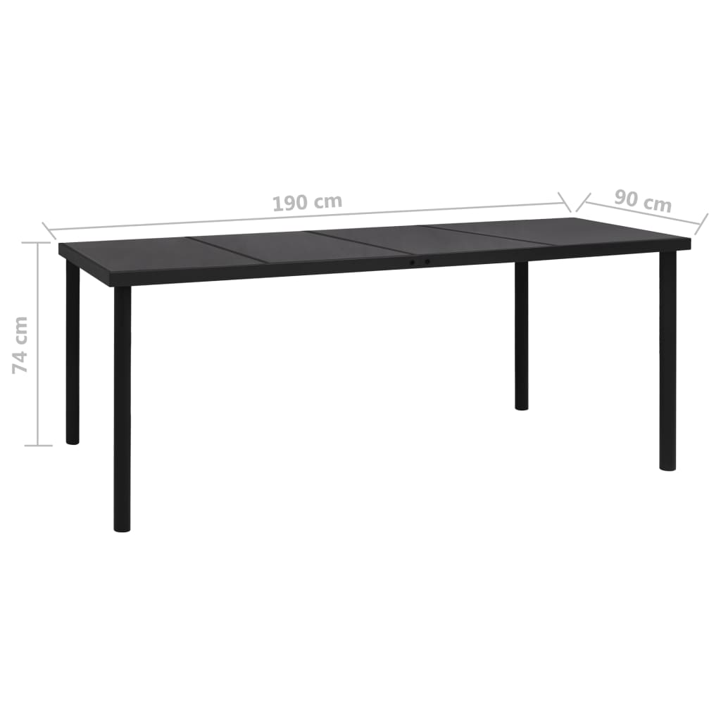 Gartentisch 190x90x74 cm Schwarz Stahl
