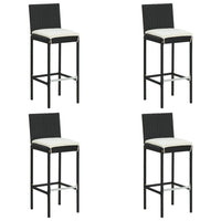 Thumbnail for Garten-Barhocker mit Kissen 4 Stk. Schwarz Poly Rattan