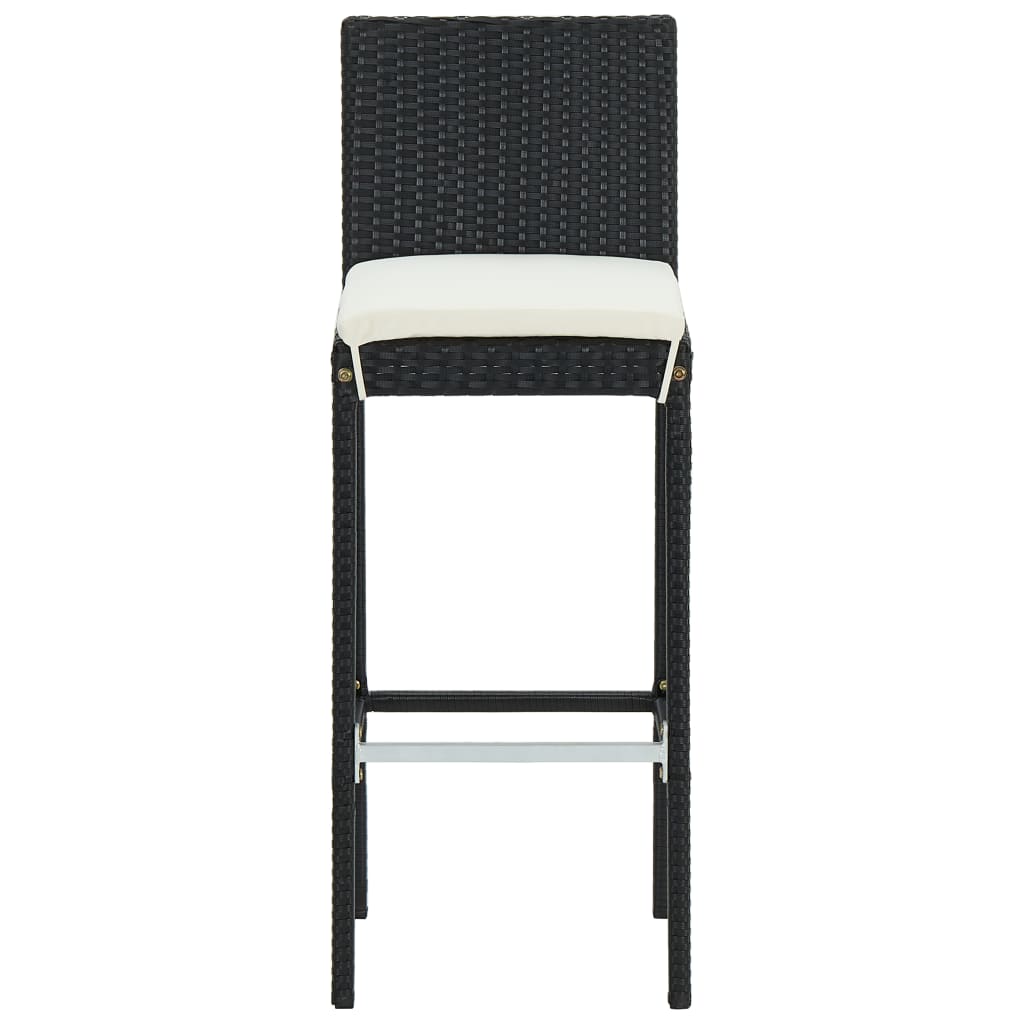 Garten-Barhocker mit Kissen 4 Stk. Schwarz Poly Rattan